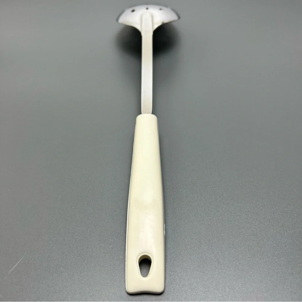 VTG EKCO Chromium Plated Stainless Spotted Spoon With White Handle MCM - Picture 4 of 13